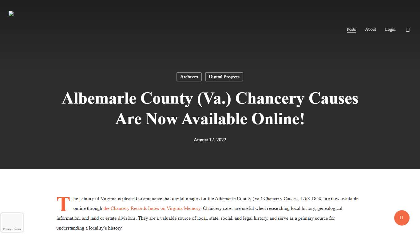 Albemarle County (Va.) Chancery Causes Are Now Available Online! – The UncommonWealth