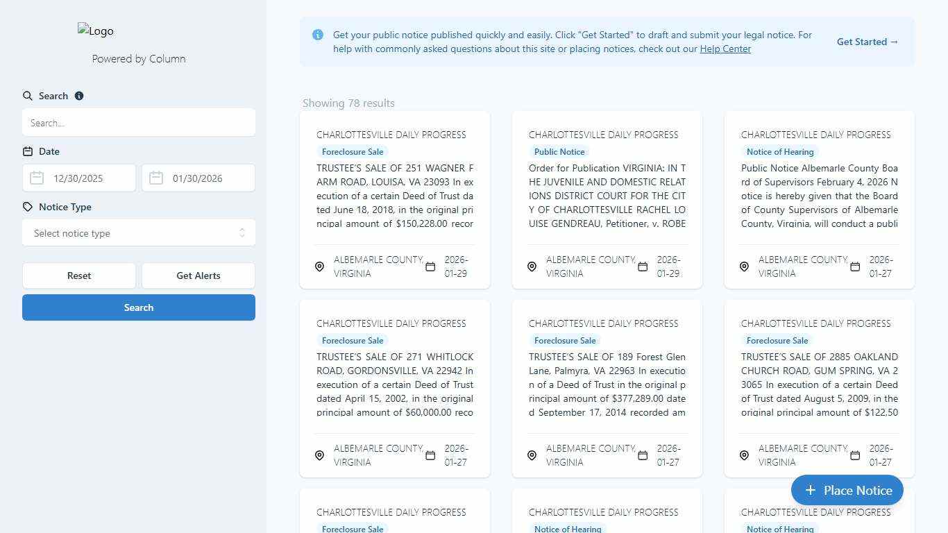 Public Notices Charlottesville Daily Progress