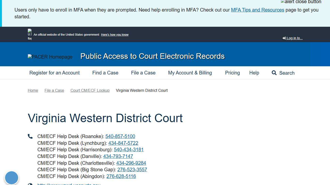 Virginia Western District Court PACER: Federal Court Records